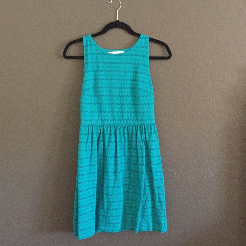 LOFT Teal Eyelet Dress